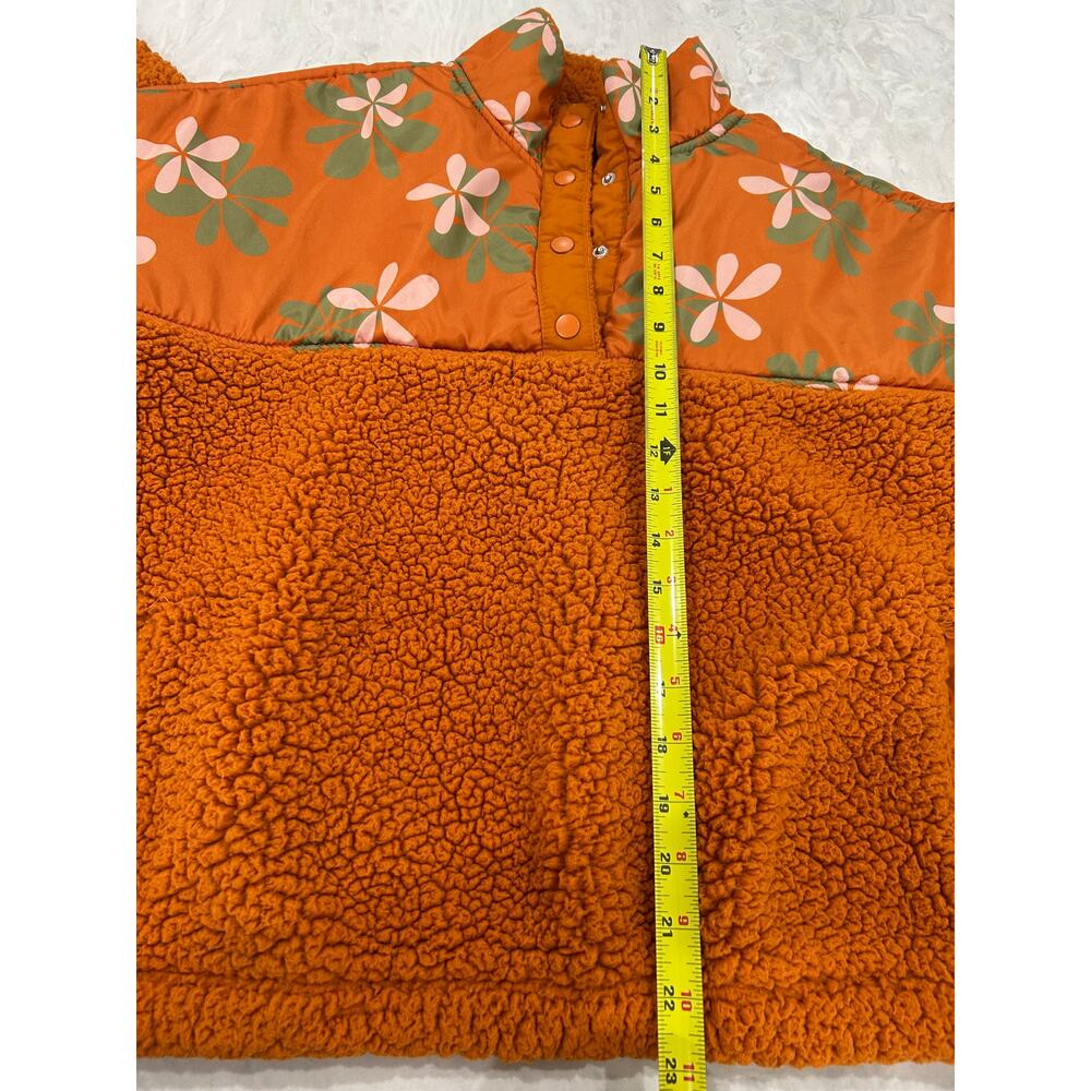 Pacsun Groovy Floral Half Snap Sherpa Fleece Sweatshirt - Picture 5 of 11